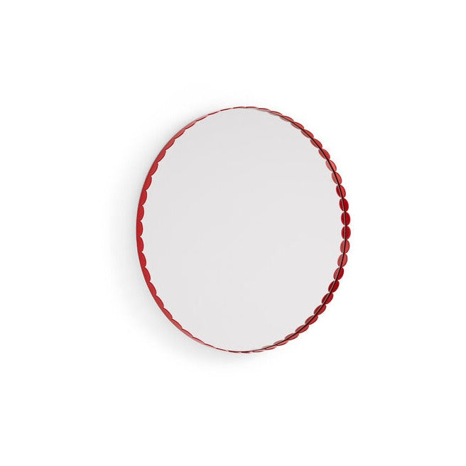 Arcs vægspejl, rød - Ø60 cm.